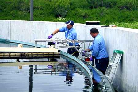 WS PWA W&S Engineers working on the water pool in Moorpark.
