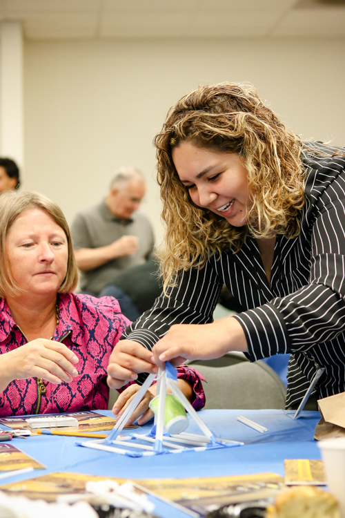 April H and Jean F. building a bridge at SOA 2018.